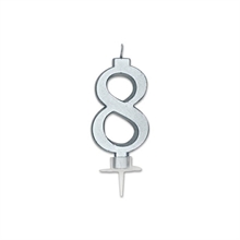CANDELINA NUMERO 8 ARGENTO METAL 7CM