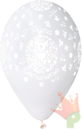 PALLONCINI 13INCH PRIMA COMUNIONE BIANCO PERLA 25PZ