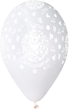PALLONCINI 13INCH PRIMA COMUNIONE BIANCO PERLA 25PZ