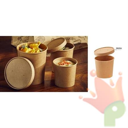 CONTENITORE CON COPERCHIO AVANA 9,8X7,5XH.10CM 470ML 25PZ