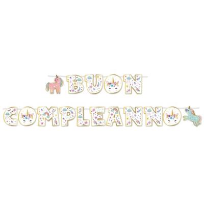 FESTONE KIT SCRITTA MAXI BUON COMPLEANNO UNICORNO