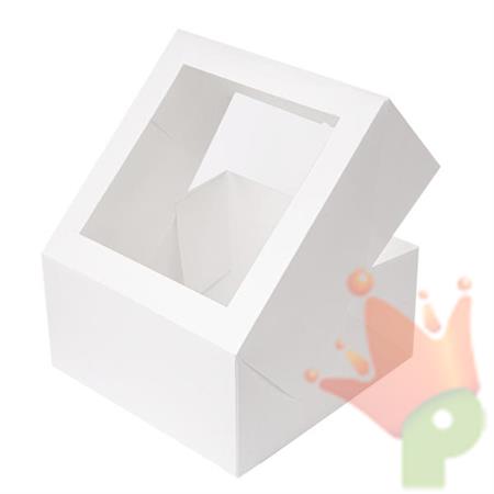 SCATOLA PER PASTICCERIA CON FINESTRA 28X28X10CM BIANCO
