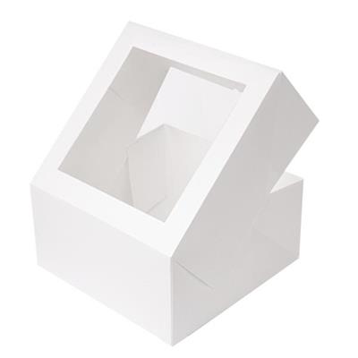 SCATOLA PER PASTICCERIA CON FINESTRA 28X28X10CM BIANCO