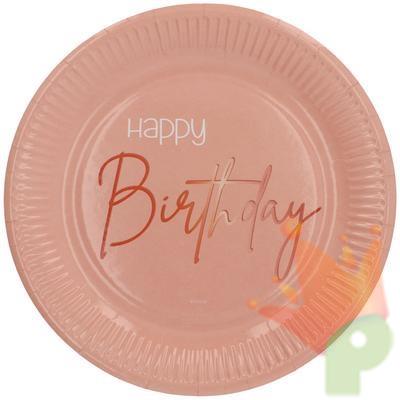 PIATTI 23CM HAPPY BIRTHDAY ELEGANT LUSH BLUSH 8PZ