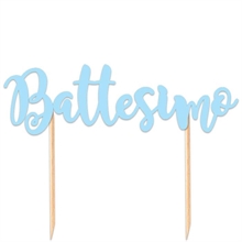 CAKE TOPPER ITALIC 20X13CM BATTESIMO CELESTE