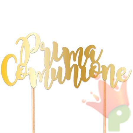 CAKE TOPPER ITALIC 20X16CM PRIMA COMUNIONE GOLD