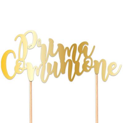 CAKE TOPPER ITALIC 20X16CM PRIMA COMUNIONE GOLD