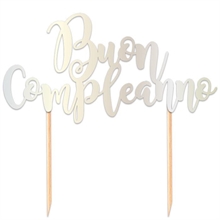 CAKE TOPPER ITALIC 20X17CM BUON COMPLEANNO ARGENTO