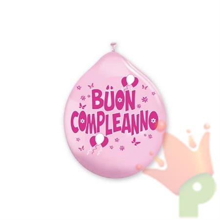 PALLONCINI 10INCH - 26CM BUON COMPLEANNO ROSA 20PZ