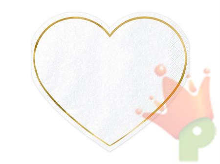 TOVAGLIOLI 14,5X12,5CM CUORE BIANCO BORDO ORO 20PZ