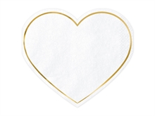 TOVAGLIOLI 14,5X12,5CM CUORE BIANCO BORDO ORO 20PZ