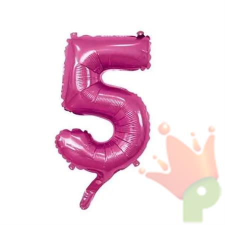 PALLONCINO MYLAR 14INCH NUMERO 5 FUCSIA