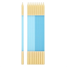 CANDELINE + SUPPORTO TURCHESE/ORO 15,5CM 10PZ
