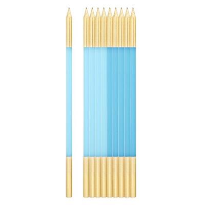 CANDELINE + SUPPORTO TURCHESE/ORO 15,5CM 10PZ
