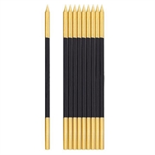 CANDELINE + SUPPORTO NERO E ORO 15,5CM 10PZ