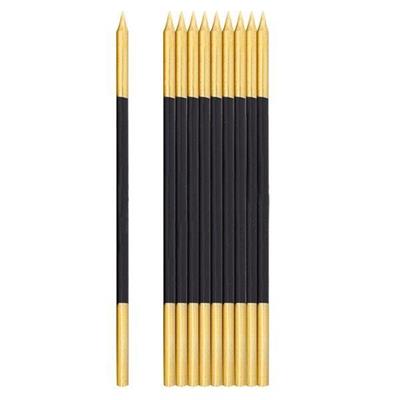 CANDELINE + SUPPORTO NERO E ORO 15,5CM 10PZ