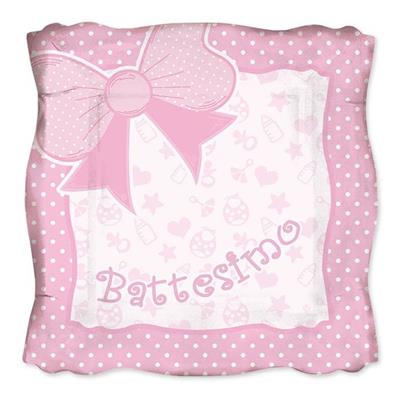 PIATTI 24CM BATTESIMO BABY ROSA 8PZ