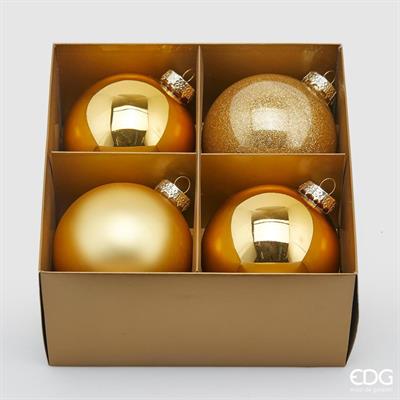 PALLINE PER ALBERO IN VETRO D. 10CM ORO 4PZ