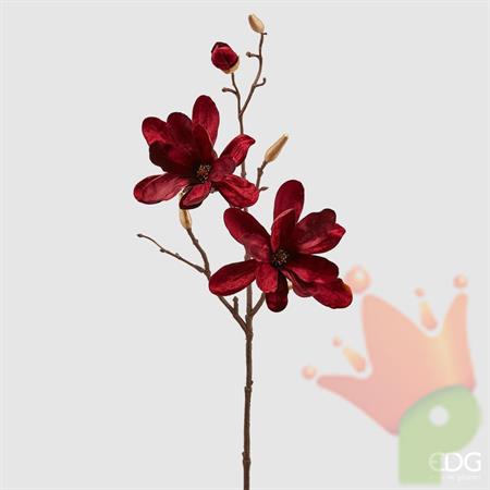 RAMO MAGNOLIA IN VELLUTO H. 66CM BORDEAUX