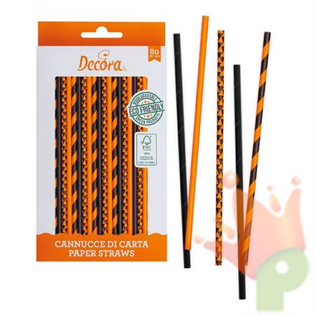 CANNUCCE ARANCIO E NERE 6X210MM IN CARTA 80PZ