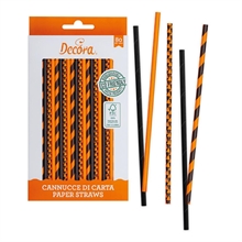 CANNUCCE ARANCIO E NERE 6X210MM IN CARTA 80PZ