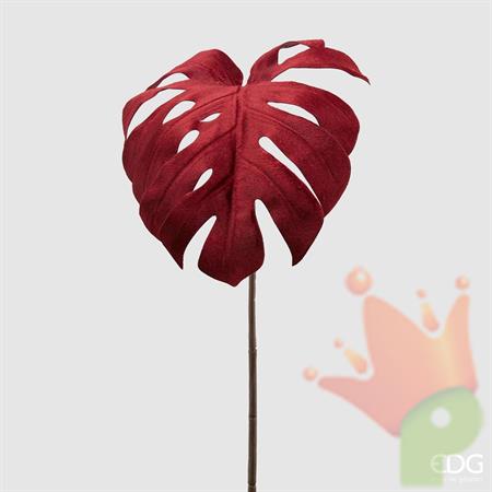 FOGLIA MONSTERA VELLUTO H. 74CM BORDEAUX