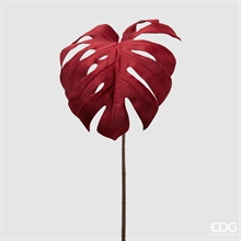 FOGLIA MONSTERA VELLUTO H. 74CM BORDEAUX