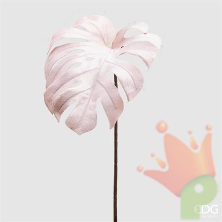 FOGLIA MONSTERA VELLUTO H. 74CM ROSA CIPRIA