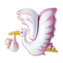 PALLONCINO MYLAR 52INCH 106X94CM CICOGNA ROSA