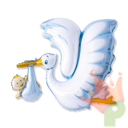 PALLONCINO MYLAR 52INCH 106X94CM CICOGNA CELESTE