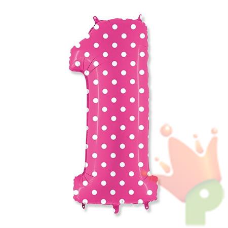 PALLONCINO MYLAR NUMERO 1 MAXI POIS FUCSIA