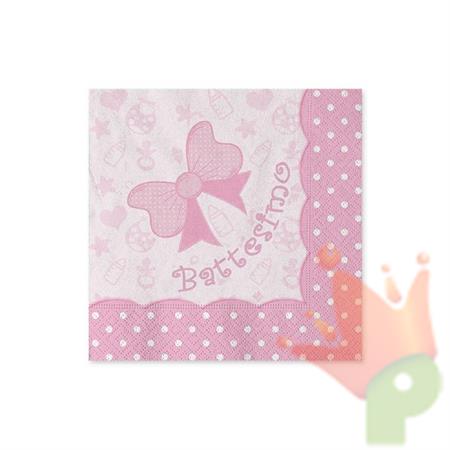 TOVAGLIOLI 25X25CM BATTESIMO BABY ROSA 20PZ