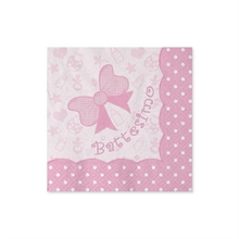 TOVAGLIOLI 25X25CM BATTESIMO BABY ROSA 20PZ