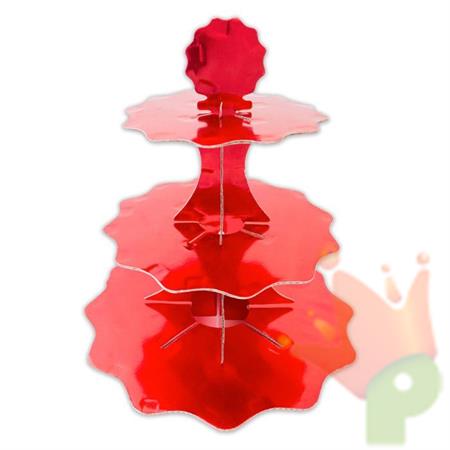 ALZATINA 3 PIANI 35-26-21X H.35CM ROSSO METAL