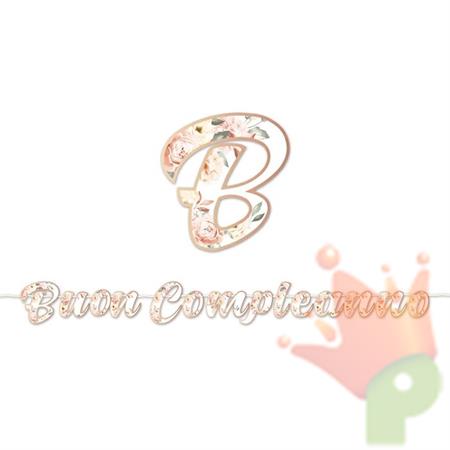 FESTONE KIT SCRITTA MAXI BUON COMPLEANNO ROSA GOLD