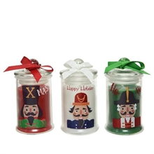 VASETTO IN VETRO DECORATO CON CANDELA 11CM