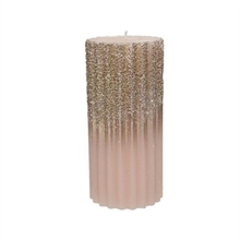 CANDELA RIGATA 15CM ROSA CON GLITTER ORO
