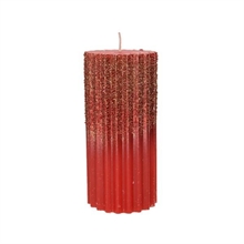 CANDELA RIGATA 15CM ROSSA CON GLITTER ORO