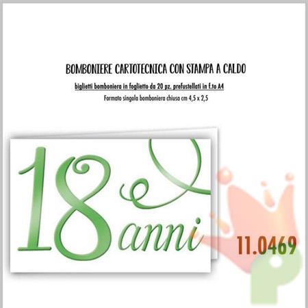 BIGLIETTINI PER BOMBONIERA 18 ANNI 20PZ