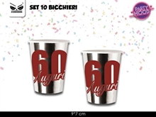 BICCHIERI 220ML ARGENTO 60 ANNI 10PZ