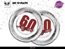 PIATTI 23CM ARGENTO 60 ANNI 10PZ