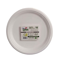 PIATTI PIANI 25CM BIANCO BIO 15PZ