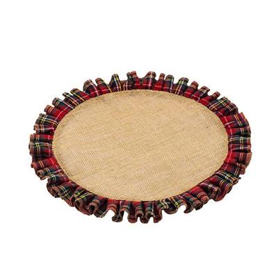 SOTTOPIATTO JUTA CON BORDO STOFFA TARTAN 38CM