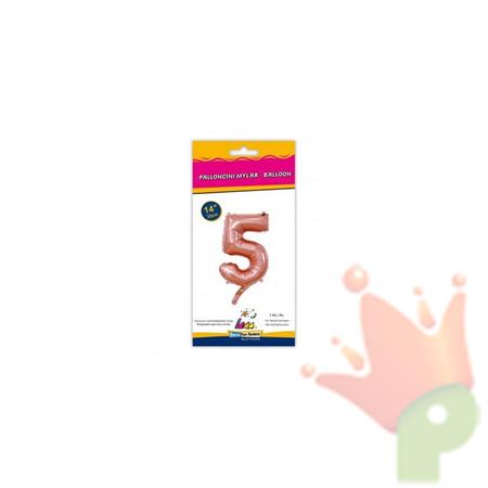 PALLONCINO MYLAR 14INCH NUMERO 5 ROSA GOLD