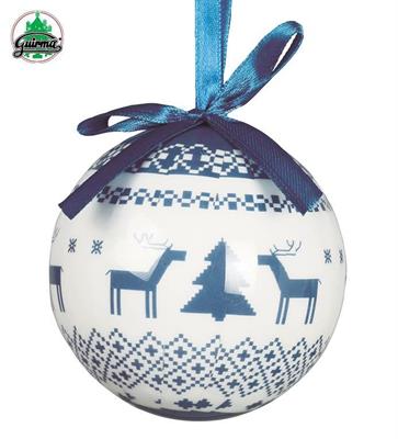 PALLINE 60MM PER ALBERO DECORATE BIANCA E BLU 6PZ