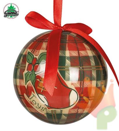 PALLINE 75MM PER ALBERO DECORATE STILE SCOZZESE 6PZ