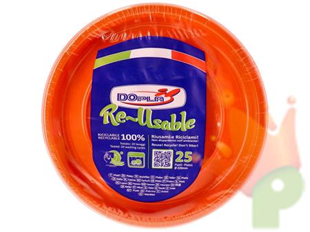 PIATTI PIANI 22CM REUSABLE ARANCIONE 25PZ