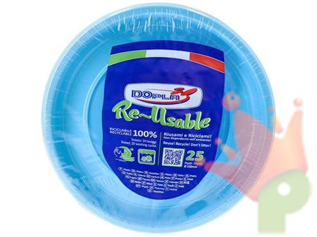 PIATTI PIANI 22CM REUSABLE AZZURRO 25PZ