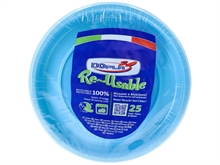 PIATTI PIANI 22CM REUSABLE AZZURRO 25PZ
