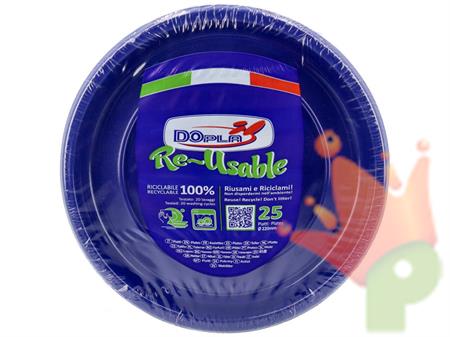 PIATTI PIANI 22CM REUSABLE BLU 25PZ